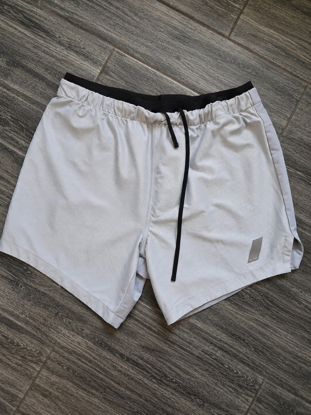 Zara Light Gray Athletic Shorts with Black Waistband